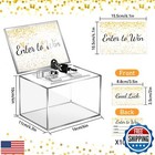 Aforoeoa Acrylic Donation Box With Lock  Safe Suggestion Box With Sign Holder