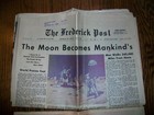 2 Vintage Newspapers Apollo Moon Landing -the Frederick Post July 21-22 1969