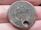 1851 Braided Hair Large Cent Penny- Good vg Details  Holed For Necklace