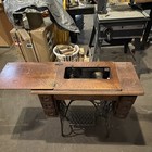 Singer Antique Treadle Sewing Machine With Ornate Wood Cabinet Pre-1930