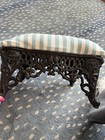 Vintage Victorian Upholstered Cast Iron Foot Stool Ottoman 14 5    X 14 5  X 9 
