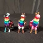 Pack Of 3 Fully Dressed Peruvian Alpaca Llama Colorful Keychains Handmade