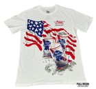 New Pabst Blue Ribbon Beer Mens American Flag Pbr Vintage Classic T-shirt