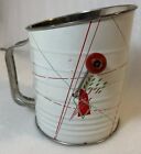 1950s Triple Screen Metal Flour Sifter Red Handle And Wheat Pattern Vintage