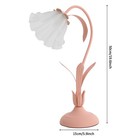 Pink Flower Table Lamp Glass Shade E27 Iron Base 19 6in Bedside Night Light