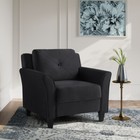 Modern Tufted Back Club Chair Foam Cushioned Eucalyptus Frame Black Fabric New