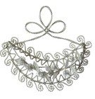 Antique French Imortelles White Glass Beaded Memorial Wreath Wall Art Sculptures