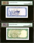 Oman Pair 1 4   1 2 Rial 1989   1987 Pick-24   25 Gem Unc Pmg 66 Epq