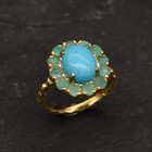 Turquoise   Emerald 14k Yellow Gold Over Engagement Solitaire With Accents Ring