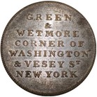  1832  New York City Ny 289afpb  r-6  Green   Wetmore Merchant Token 
