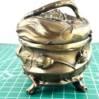 Vintage Art Nouveau Cast Hinged Jewelry Trinket Box Casket