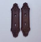 Antique San Francisco Victorian Door Knob Back Plate Cast Metal 8 5    Ornate T1