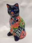 Vintage Talavera Mexican Cat Folk Art Pottery Home Garden Cottage  Decor 8   