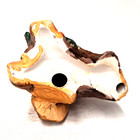 Vintage Owl Figurine Ceramic Woodland Bird Log Leaves Rustic Decor As Is