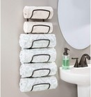 Mdesign Steel Towel Holder For Bathroom Wall - Wall Mounted Organizer Bronze 