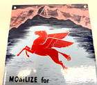 Mobiloil Gasoline Pegasus - Vintage Porcelain Sign - Petroleum Service Station