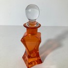 Vintage Orange Cristallerie Elegant Glass Perfume Bottle Stopper Flaw 5 25 