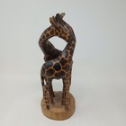 Vtg Hand Carved Wooden Giraffe Statue Hugging Entwined Giraffes 10    Tall Figure