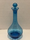 Vintage Hand Blown Aqua Blue Glass Genie Perfume Oil Bottle Decanter 