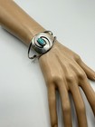 Vtg  Navajo Turquoise Sterling Silver Native American Swirl Cuff Bracelet