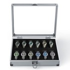 Lockable Aluminum Watch Display Case 12 Slot Watch Jewelry Storage Showing Box
