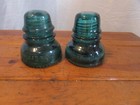 2 Vintage Hemingray No 40 Blue Green Turquoise Telephone Glass Insulator