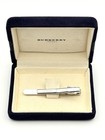Vintage Burberry London Engraved Silver Tone Tie Clip Bar Bar With Original Box