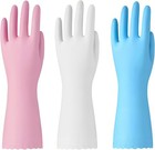 Rubber Cleaning Gloves - 3 Pairs Latex Free Kitchen Cleaning Gloves With Cott   