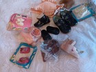 Huge Antique Vintage Lot Of   Doll Shoes Cloth Plastic  Leather Moccasins Rare
