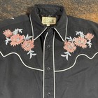 Roper Made In Denver Co M Vintage Womens Embroidered Pearl Snap Show Shirt