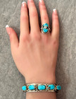 Fine Vintage Zuni Effie Calavaza Turquoise Sterling Bracelet ring  Earrings Set