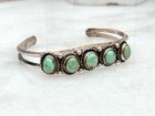 Old Vintage Navajo Five Turquoise Carinated Sterling Silver Bracelet 6 5   