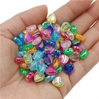 100pc Heart Shaped Colorful Glass Beads For Bracelet Earrings Jewelry Making Diy