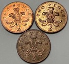 Lot Of 3 Two Pence Coins Great Gift Golf Ball Markers Magnetic