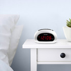 Digital Sharp Alarm Clock  Cloud White  Easy To Set Controls  Red Led Display