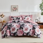 7 Piece Bed In A Bag King  Floral Comforter Sheet Set  Tie-dye Pink Flowers 