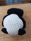 Handmade Crochet Owl Plush 8  Tall Black White Blue Soft Yarn Amigurumi Toy