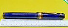 Wahl Eversharp Blue Oversize Deco Band Fountain Pen-l4k Gold Seal Fine Nib-works