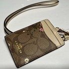 Coach 6855 Signature Canvas Lanyard Id Badge Holder Evergreen Floral Print