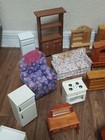 Vintage 50  Piece Dollhouse Miniature Couch   Chairs Crib Desk Furniture Lot