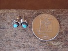 Native American Sterling Silver Handmade Turquoise Stud Post Earrings - Joe