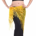 Women Sequin Tassel Hip Belly Dance Scarf Belt Triangle Fringe Wrap Sexy Skirt