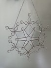 Snowflake Stained Glass Suncatcher Crystal Clear Bevel Glass  11    Diameter  Vtg