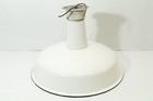 Vintage Spero Porcelain Enamel Barn Light Industrial White Gas Station 16   p