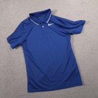 Nike Polo Shirt Youth Xl Blue Dri-fit Standard Fit Athletic Golf White Swoosh