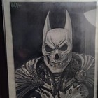 Wm Original Batman Skull Signed Graphite Drawing Contemporary Superhero Art