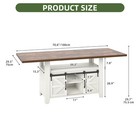 70 Inches Rectangle Dining Table For 6-8 People Farmhouse Kitchen Large Table