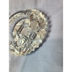 Mid Centry Vintage Cut Crystal Starburst Dish 5  Pressed Glass Trinket Bowl