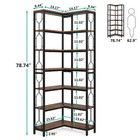79  Wood   Metal Corner Bookcase Bookshelf 7-tier Freestanding Storage Shelves