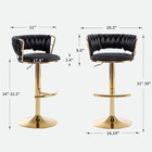 Bar Stool Set Of 2  Gold-plated Bar Stools  Adjustable And Swivel  Velvet  Black